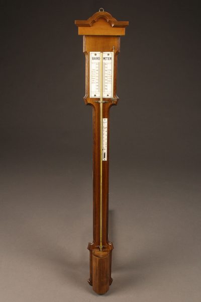 Mid 19th century mahogany Dutch stick barometer and thermometer "H.A. Reens, Rotterdam"