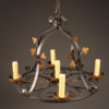 Late 19th century French round wrought iron chandelier with 5 arms and fluer-de-lis