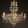 Late 19th century French 6 arm iron and crystal chandelier