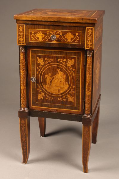 Late 19th century French Louis XVI styled night stand with beautiful marquetry.