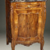 Italian burl walnut shoe commode with marble top