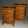 Very nice late 19th century pair of English walnut commodes/chests in George III style