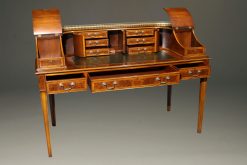 Custom English Carlton House desk in elm and burl elm