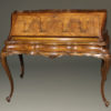 19th century Italian ladies writing desk with elegant lines made in burr walnut.