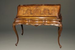 19th century Italian ladies writing desk with elegant lines made in burr walnut.