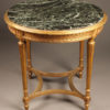 French Louis XVI style marble top gilded table