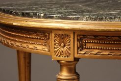 French Louis XVI style marble top gilded table
