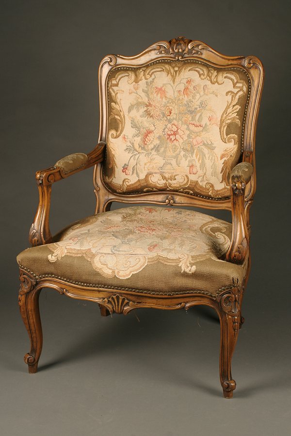 19th Century French Louis Xvi Style Arm Chair With Tapestry Upholstery A4830a1